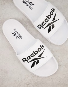 Белые шлепанцы с логотипом Reebok-Белый