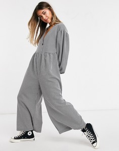 Комбинезон в мелкую клетку с присборенной отделкой ASOS DESIGN-Многоцветный