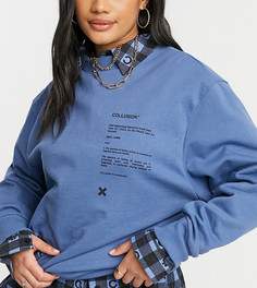 Oversized-футболка голубого цвета с принтом от комплекта COLLUSION Unisex-Голубой