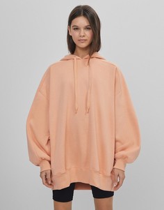 Худи розово-персикового цвета в стиле oversized Bershka-Розовый цвет