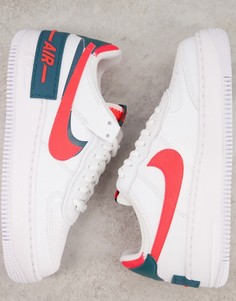 Белые кроссовки с розовыми вставками Nike Air Force 1 Shadow-Розовый цвет