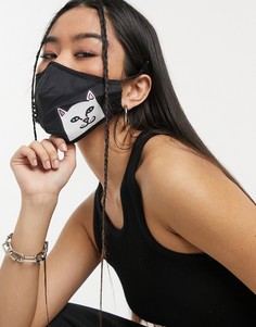 Черная маска для лица с вентиляцией и принтом Lord Nermal от RIPNDIP-Черный цвет