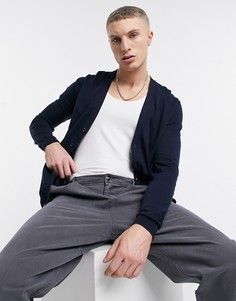 Темно-синий трикотажный кардиган из хлопка ASOS DESIGN