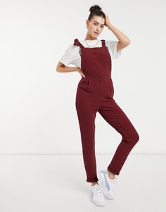 Бордовый комбинезон в рубчик ASOS DESIGN-Красный