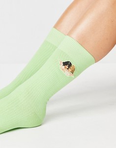 Лаймово-зеленые носки с ангелами Fiorucci-Зеленый цвет
