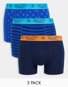 Набор из 3 пар боксеров темно-синего и оранжевого цветов с принтом Original Penguin-Темно-синий