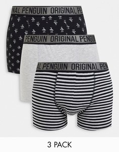 Набор из 3 пар боксеров серого, черного цветов и в полоску Original Penguin-Многоцветный
