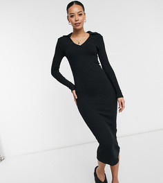 Черное платье миди с воротником Topshop Tall-Черный цвет
