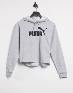 Серый укороченный худи с логотипом PUMA Elevated