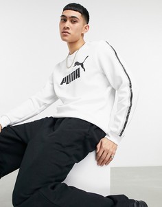 Белый свитшот с круглым вырезом из политрикотажа PUMA