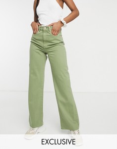Выбеленные винтажные джинсы цвета хаки в стиле 90-х Stradivarius-Зеленый цвет