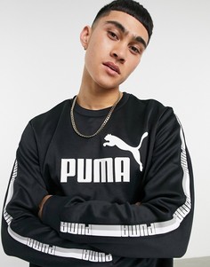 Черный свитшот с круглым вырезом из политрикотажа PUMA-Черный цвет
