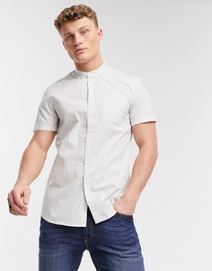 Рубашка с короткими рукавами, воротником с застежкой на пуговицах и сплошным принтом Tom Tailor Denim-Белый