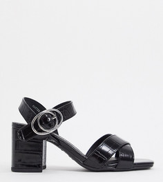 Черные босоножки на каблуке New Look wide fit-Черный