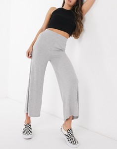 Серые широкие брюки в рубчик Cotton:On-Серый