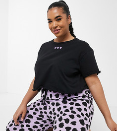 Пижамный комплект с футболкой с декоративной обработкой края и кюлотами с пятнистым принтом Wednesdays Girl Curve-Многоцветный