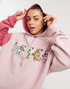 Худи в стиле oversized с принтом в виде танцующих медведей Litte Sunny Bite-Розовый цвет