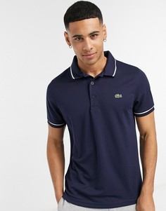 Теннисная футболка-поло из технологичной ткани пике с окантовкой Lacoste Sport-Темно-синий