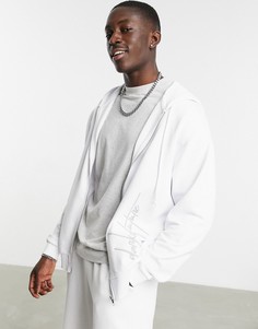Белый оversized-худи на сквозной молнии с вышивкой ASOS Dark Future
