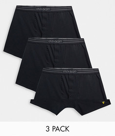3 пары черных боксеров-брифов с пуговицами на ширинке Lyle & Scott-Черный цвет