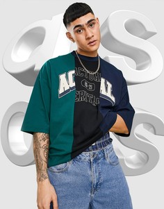 Фиолетовая oversized-футболка со вставками в стиле колор блок ASOS Actual-Сиреневый