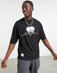 Черная футболка в стиле oversized с несколькими принтами ASOS Dark Future-Черный цвет