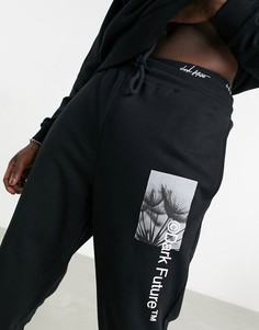 Черные джоггеры в стиле oversized с изображениями и логотипами от комплекта ASOS Dark Future-Черный цвет