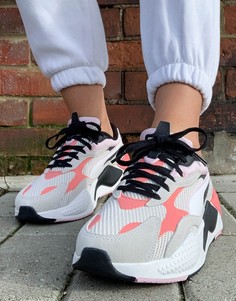Кроссовки черного и персикового цветов PUMA RS-X3 Twill AirMesh-Оранжевый цвет