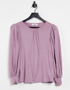 Сиреневый трикотажный топ с пышными рукавами Only