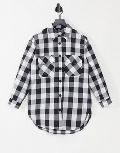 Черная oversized-рубашка в клетку в стиле бойфренда New Look-Черный цвет
