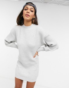 Серое меланжевое платье мини в рубчик ASOS DESIGN-Серый