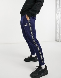Темно-синие брюки из политрикотажа с декоративной тесьмой Puma-Темно-синий