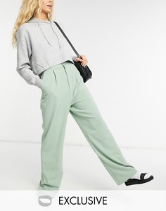 Шалфейно-зеленые свободные брюки классического кроя с широкими штанинами в винтажном стиле Stradivarius-Бежевый