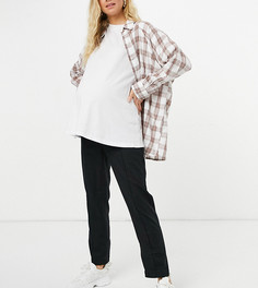Черные льняные брюки-сигареты ASOS DESIGN Maternity-Черный цвет