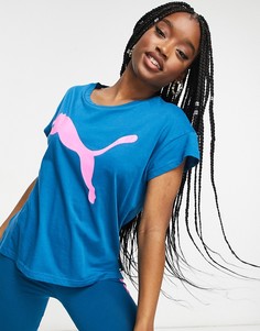 Синяя футболка с логотипом PUMA Active-Голубой