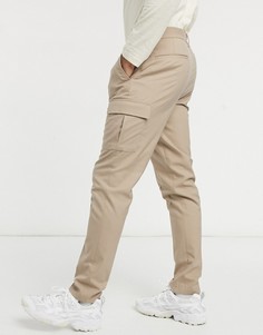 Зауженные строгие брюки с карманами карго ASOS DESIGN-Светло-бежевый