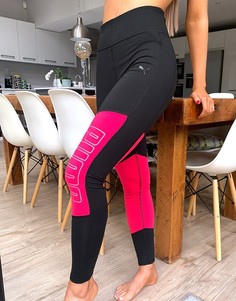 Черные графические спортивные леггинсы 7/8 с логотипом Puma-Черный
