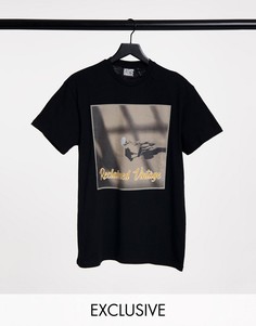 Черная футболка с принтом в виде фотографии розы Reclaimed Vintage Inspired-Черный