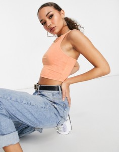 Оранжевый выбеленный кроп-топ со спиной-борцовкой ASOS DESIGN