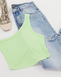 Светло-зеленый кроп-топ на одно плечо в крупный рубчик ASOS DESIGN