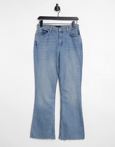 Эластичные расклешенные джинсы винтажного выбеленного цвета в стиле 70-х с завышенной талией ASOS DESIGN-Голубой