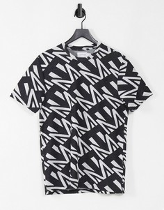 Черная футболка с монограммой Topman-Черный цвет