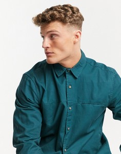 Голубая рубашка из твила с длинными рукавами Topman-Зеленый цвет