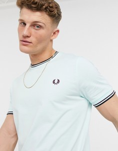 Голубая футболка с контрастной отделкой Fred Perry-Голубой