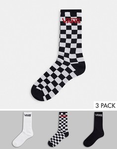 Набор из 3 пар носков белого и черного цвета в шахматную клетку Vans Classic-Черный цвет