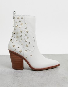 Белые кожаные ботинки в ковбойском стиле с заклепками ALDO-Белый
