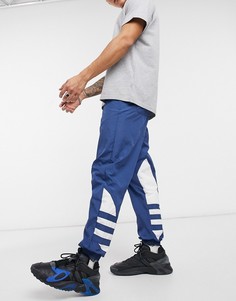 Синие спортивные брюки с большим логотипом-трилистником adidas Originals-Голубой
