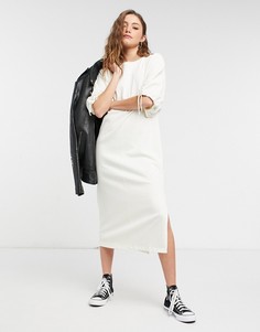 Кремовое платье миди со шнурком Topshop-Кремовый