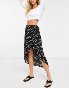Юбка миди с запахом и цветочным принтом ASOS DESIGN-Многоцветный