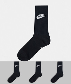Набор из трех пар черных носков средней длины с логотипом Nike Futura-Черный цвет